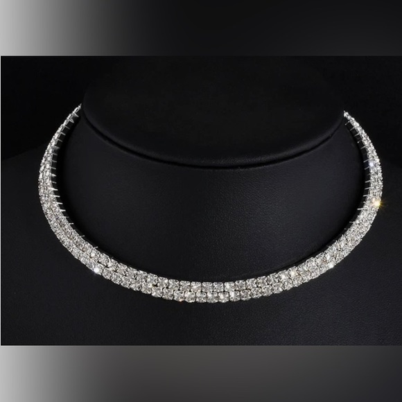 Rhinestone Choker Necklaces Torques Collar Women Statement Jewelry Girl - Picture 5 of 5